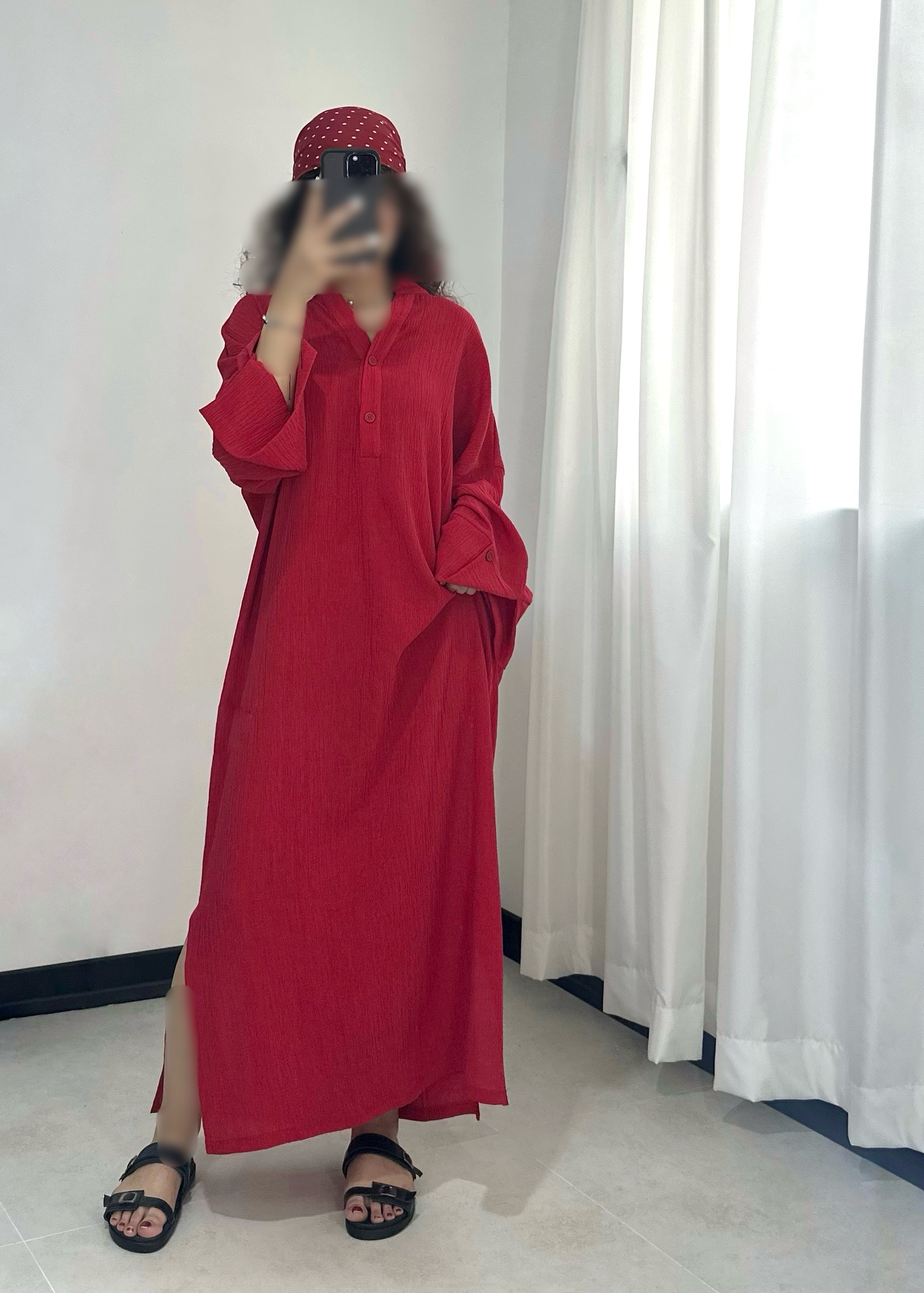 پیراهن(کفتان) دبل فیس سرمه