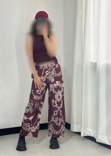 شلوار واید لگ طرحدار زرشک