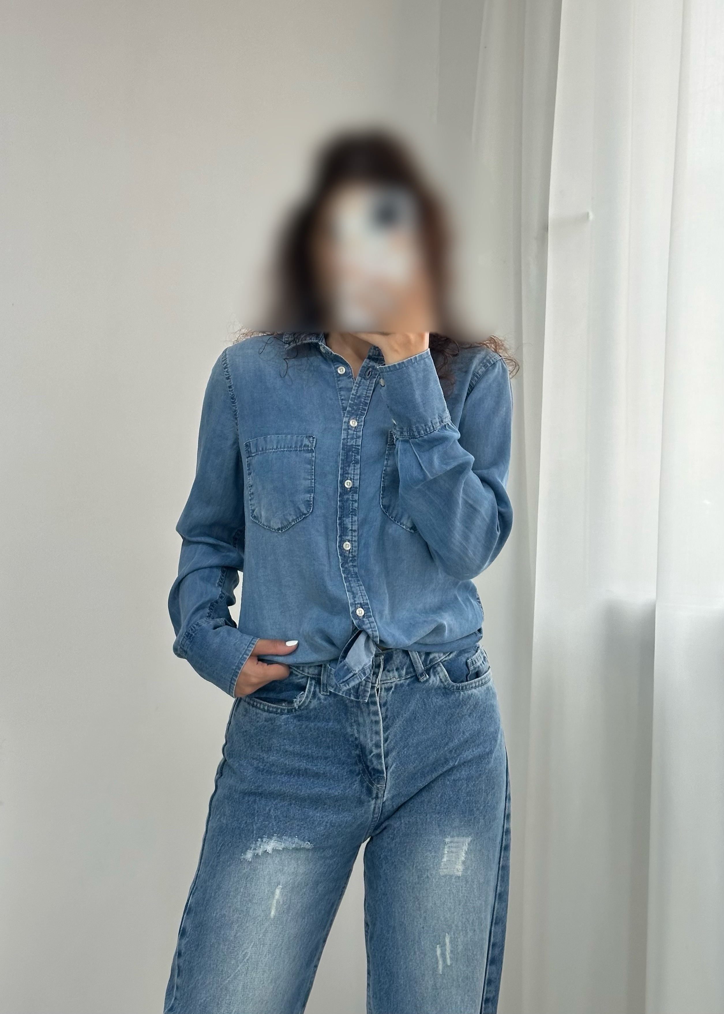 شومیز جین بیسیک لیوسل ریزشی خنک وارداتی