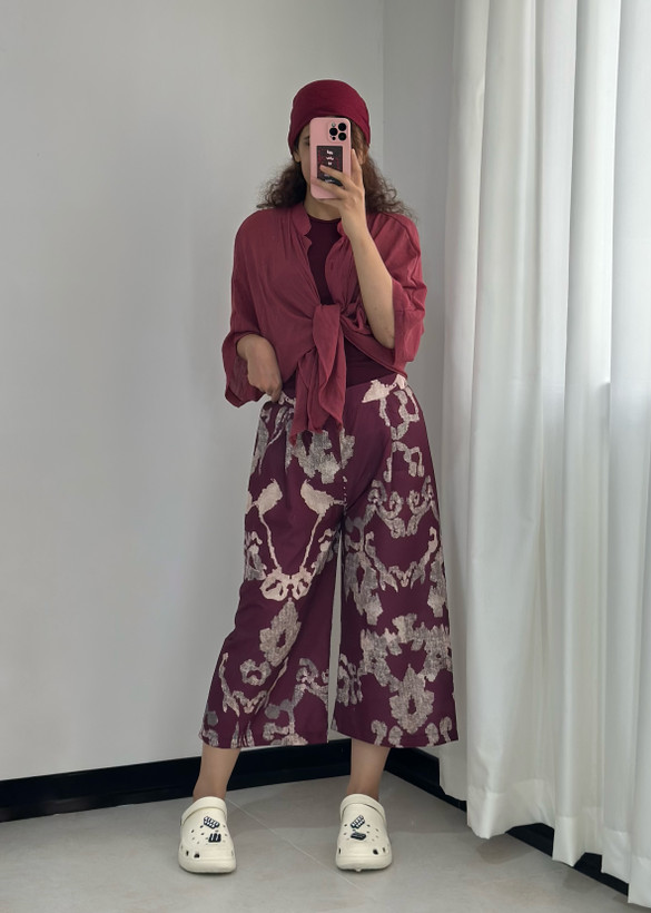 شلوار واید لگ طرحدار زرشک