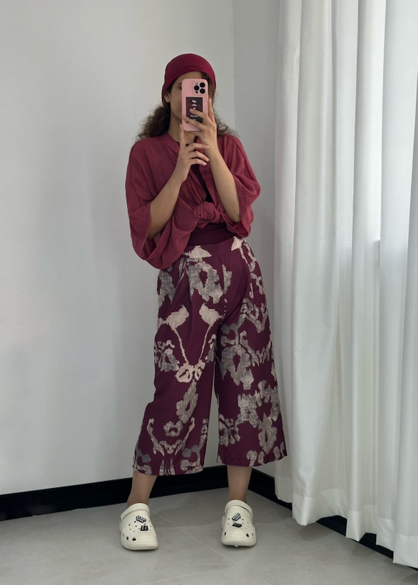 شلوار واید لگ طرحدار زرشک